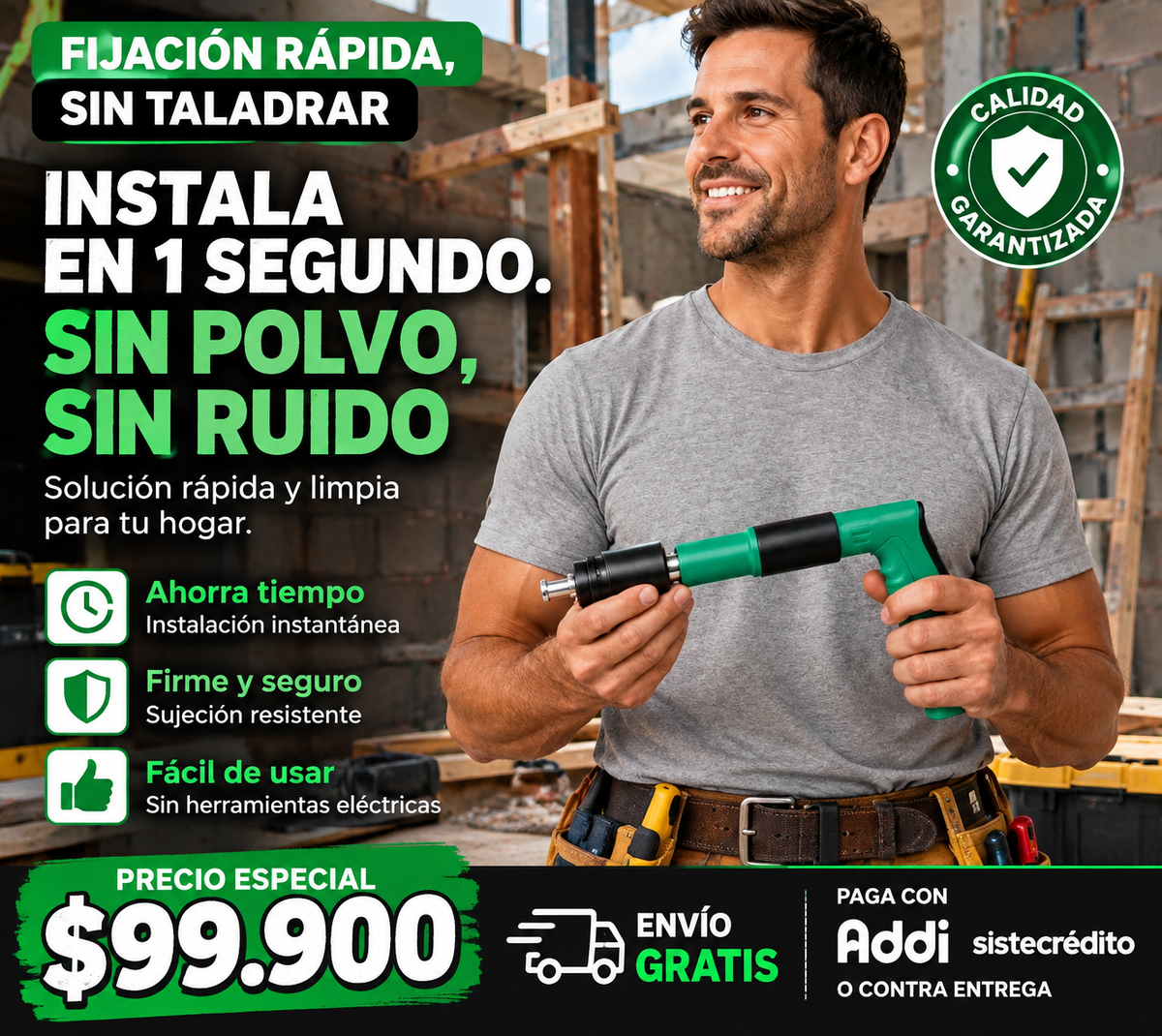 Pistola de clavos remachadora